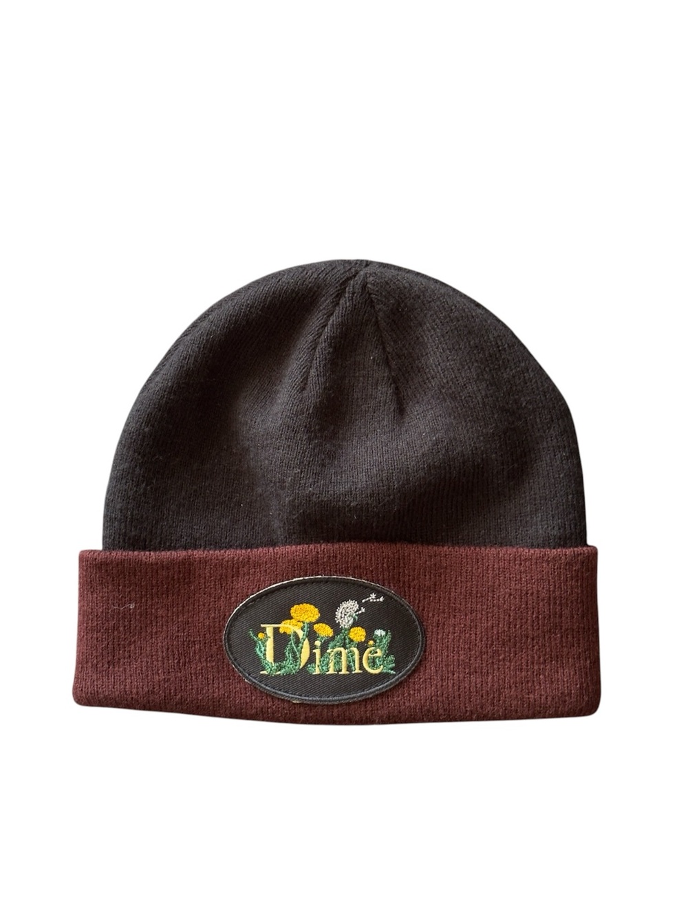 Dime Two-Tone Black and Burgundy Cuffed Beanie